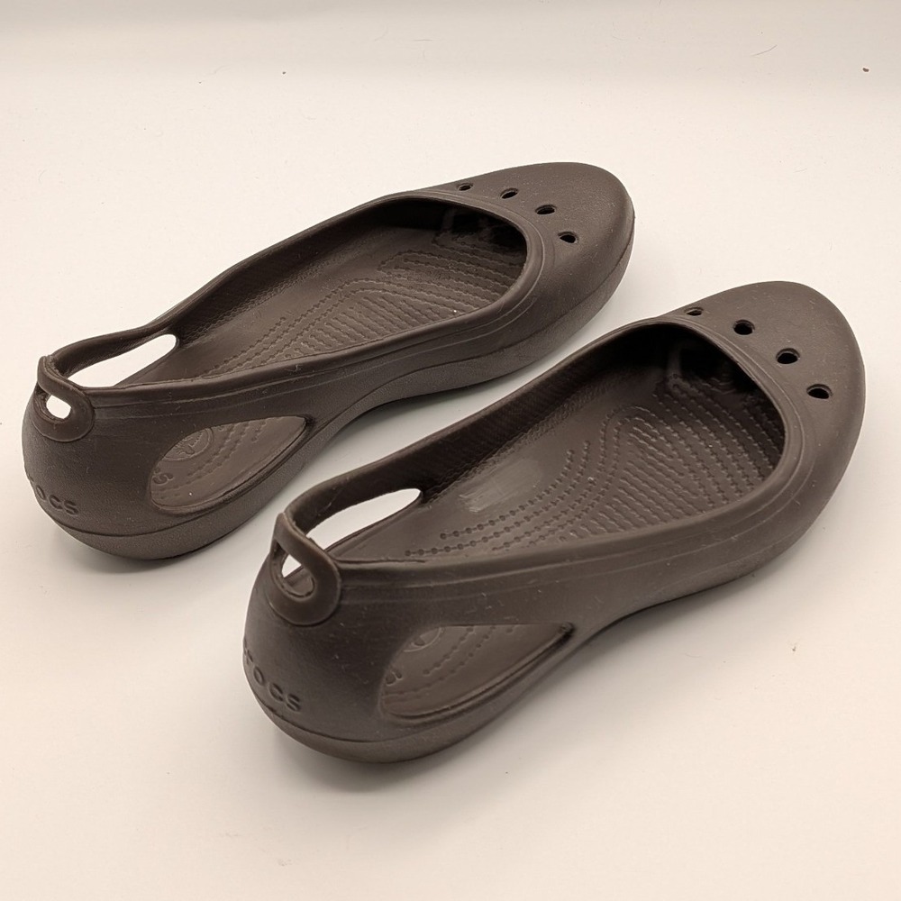 Crocs Size 7 $50 Kadee Espresso Brown Ballet Flats Comfort Slip On Shoes